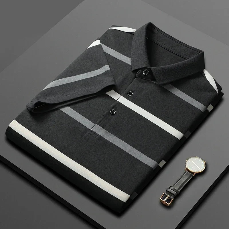 איתן | חולצת פולו גברית קלאסית עם פסים רקומים