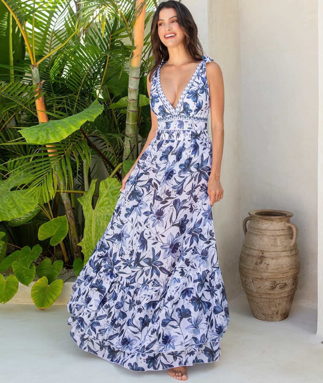 אמליה | בגד ים V-צוואר 2 ב-1 עם חצאית תואמת