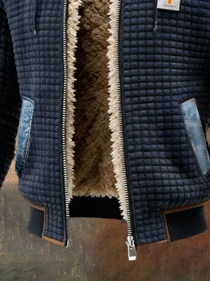 AlpenNord™ | Schwarze gesteppte Jacke mit Denim-Details